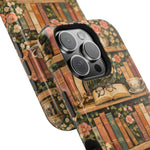 Floral Bookshelf iPhone Case — MagSafe Magnetic, Impact-Resistant