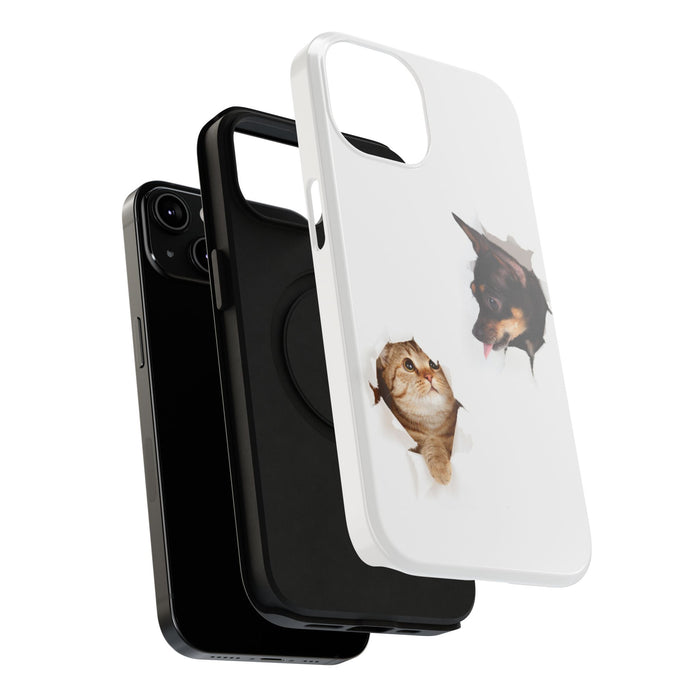 Impact-Resistant Cases with a cat and a dog