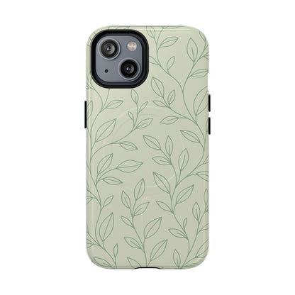 Sage Botanical Leaves Floral iPhone Case | MagSafe