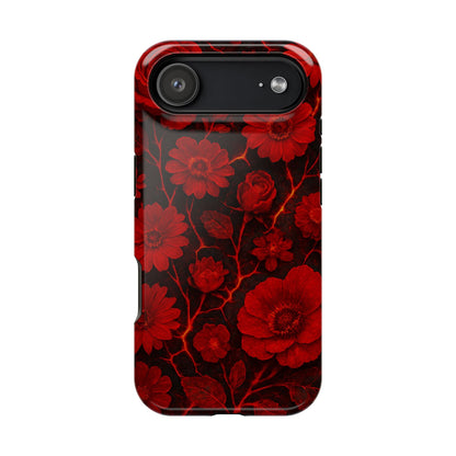 Melted Lava Dark Red Floral iPhone Case — MagSafe Compatible  Shamo's iPhone 17 Air / Glossy