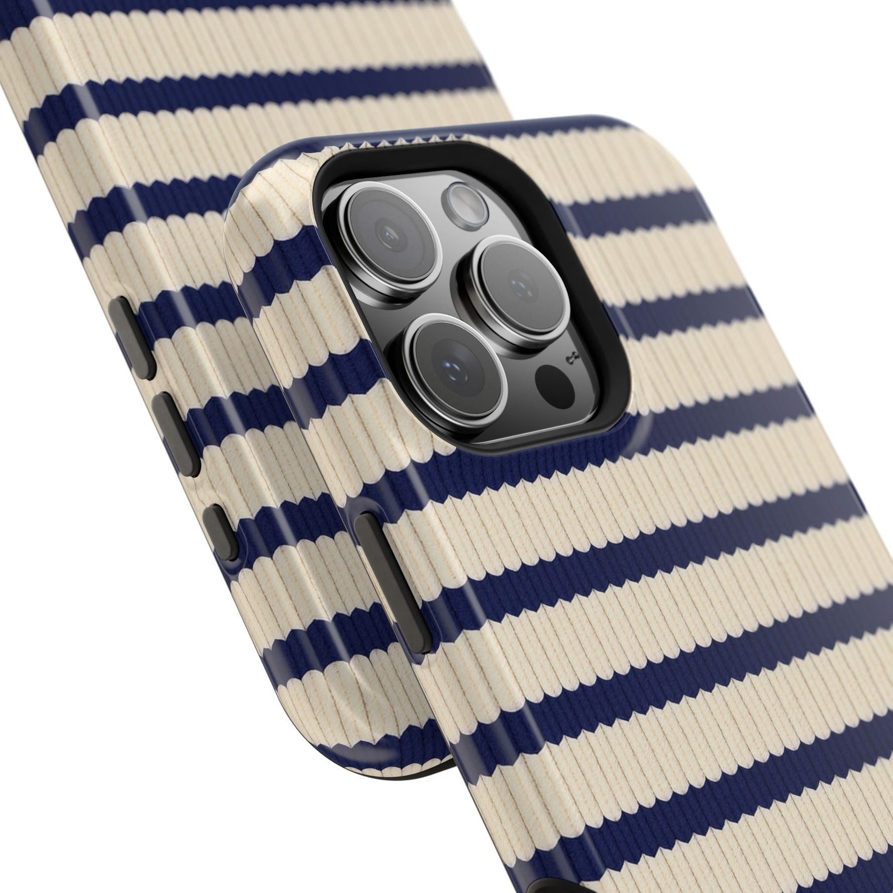 Navy & Cream Ribbed Holiday Sweater Design iPhone Case with MagSafe compatibility  Shamo's