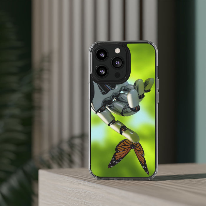 Clear Phone Cases with Robotic hand and Butterfly theme