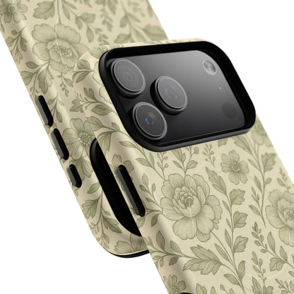 Sage Pattern Vintage Floral iPhone Case | Compatible with MagSafe