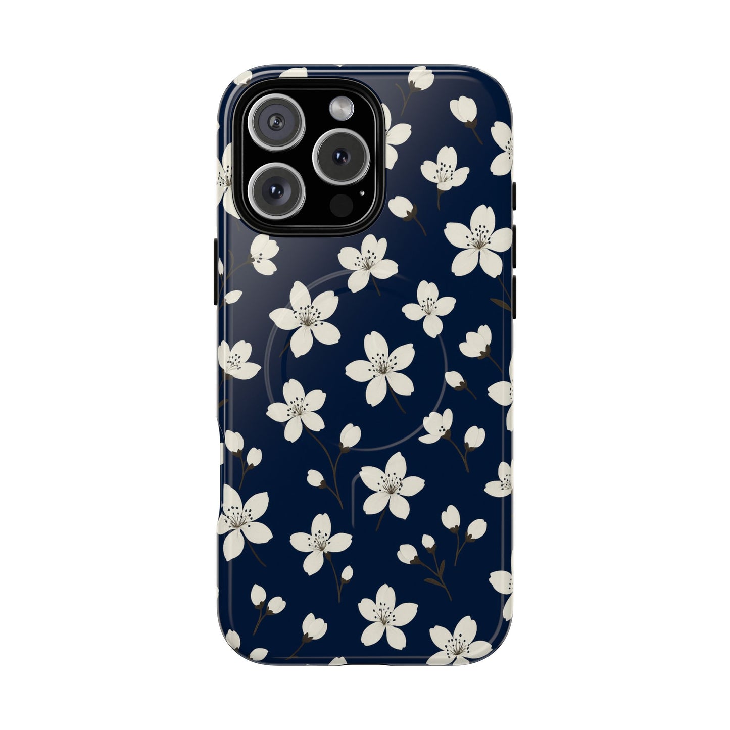 Navy Blossom Floral iPhone Case | MagSafe