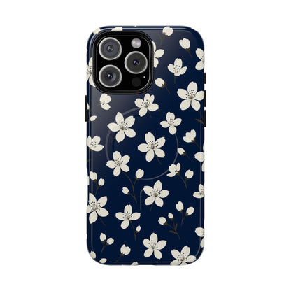 Navy Blossom Floral iPhone Case | MagSafe