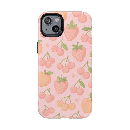 Cute Fruits iPhone Case - Colorful Cherry & Strawberry Design | MagSafe