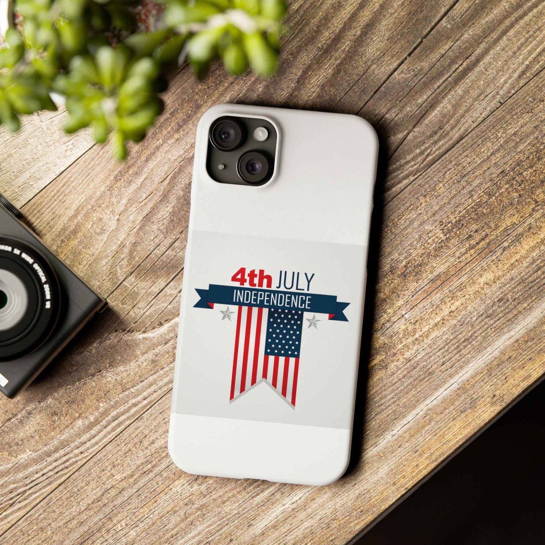 Slim Phone Cases with 4th of July writing for iPhone 17 and more