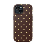 Polka Dot iPhone Case — Brown & Cream MagSafe Protective Cover