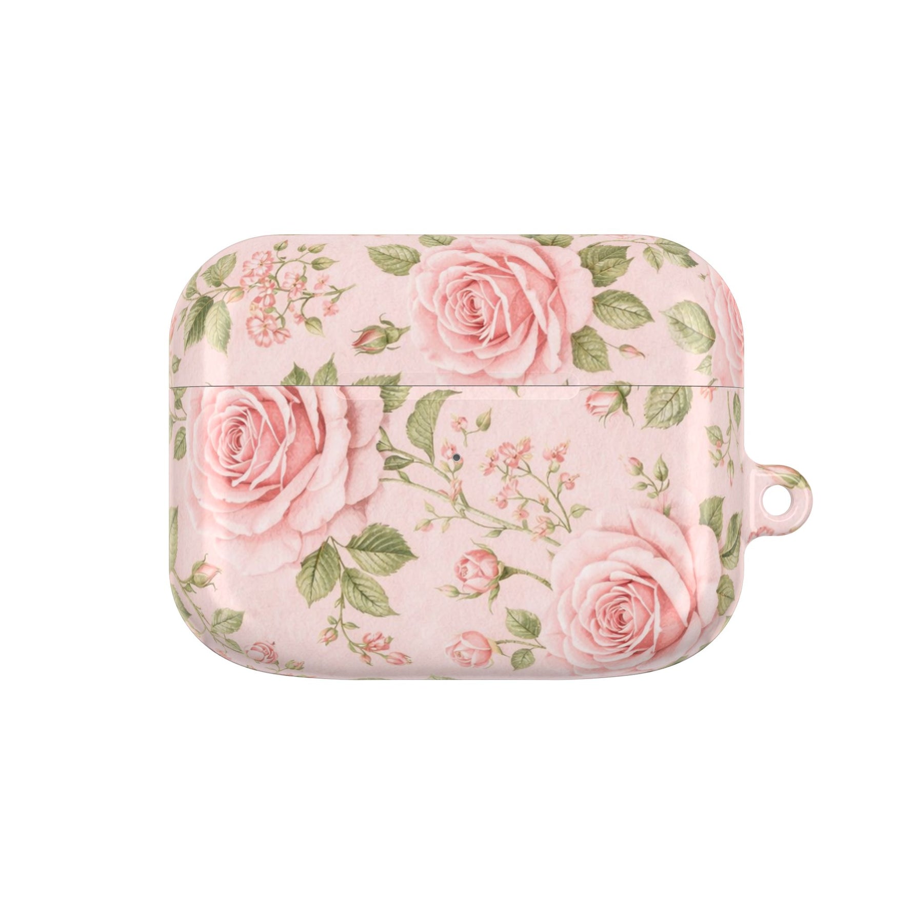 Floral Rose AirPod Case, Pink Vintage Rosebud Protective Cover - AirPods Pro Gen 1 / White / Glossy - Shamo's