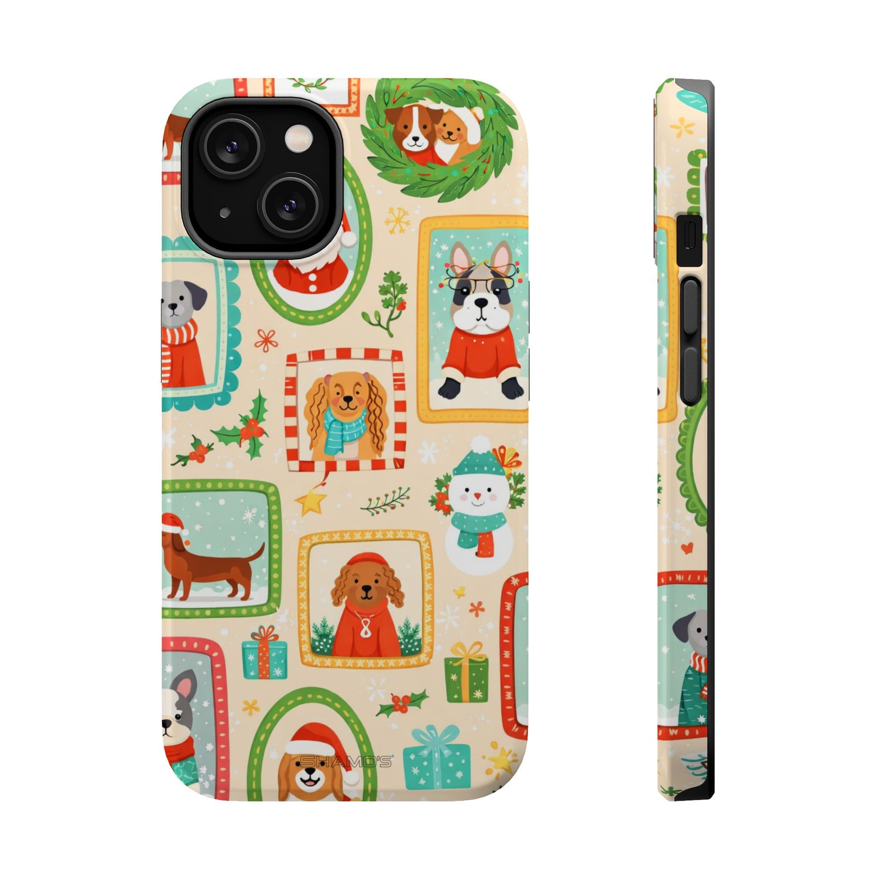 Cute Holiday Dogs MagSafe Compatible Impact-Resistant Phone Case - iPhone 14 / Glossy - Shamo's