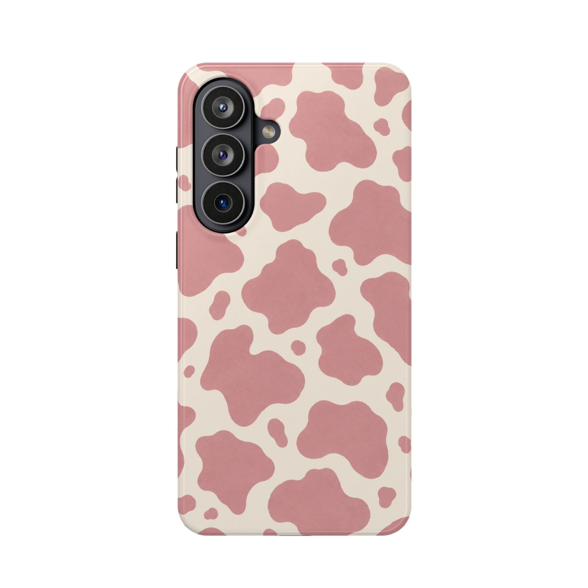 Rose Cowprint – Pink Cow Print MagSafe Phone Case, glossy Samsung Galaxy S26 Plus, rear view