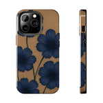 Navy Floral Tough iPhone Case — Durable Protective Case with Blue Flowers on Kraft Background  Shamo's iPhone 13 Pro