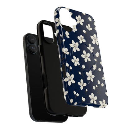 Navy Blossom Floral iPhone Case | MagSafe