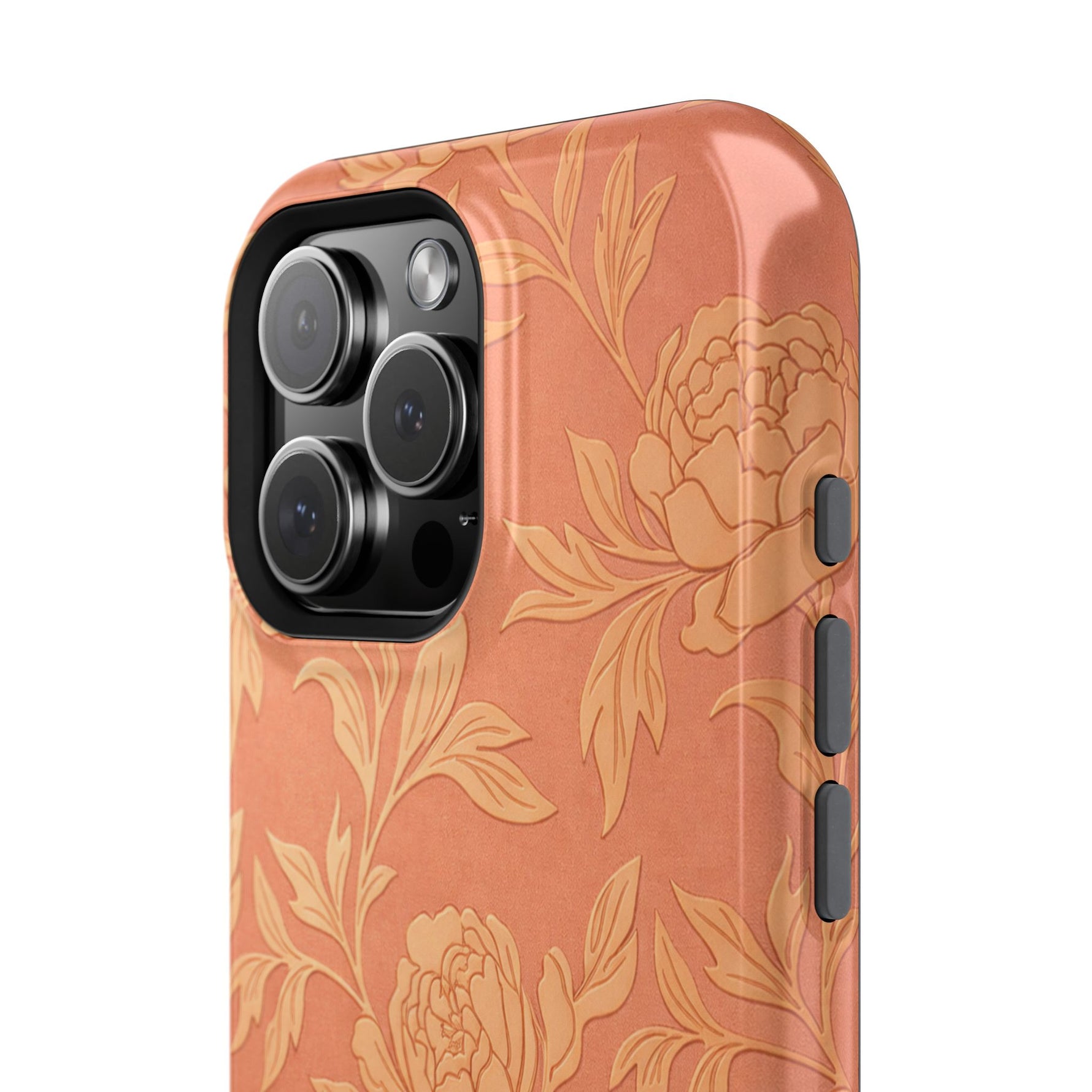 Floral Rose Gold Magnetic Impact-Resistant iPhone Case, MagSafe Compatible - iPhone 17 / Glossy - Shamo's