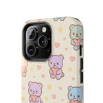 Cute Pastel Bear Impact Phone Case | Heart & Star Kawaii Pattern  Shamo's