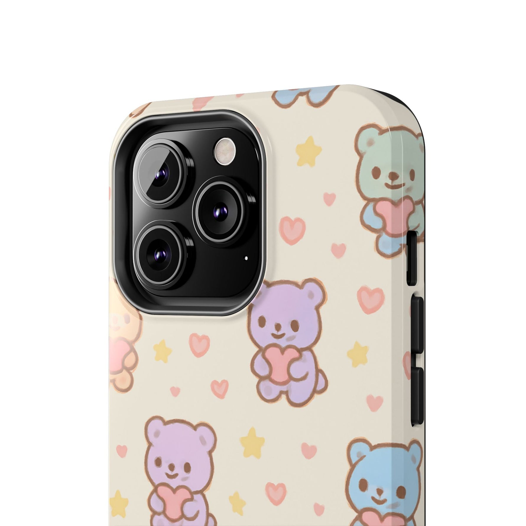 Cute Pastel Bear Impact Phone Case | Heart & Star Kawaii Pattern  Shamo's