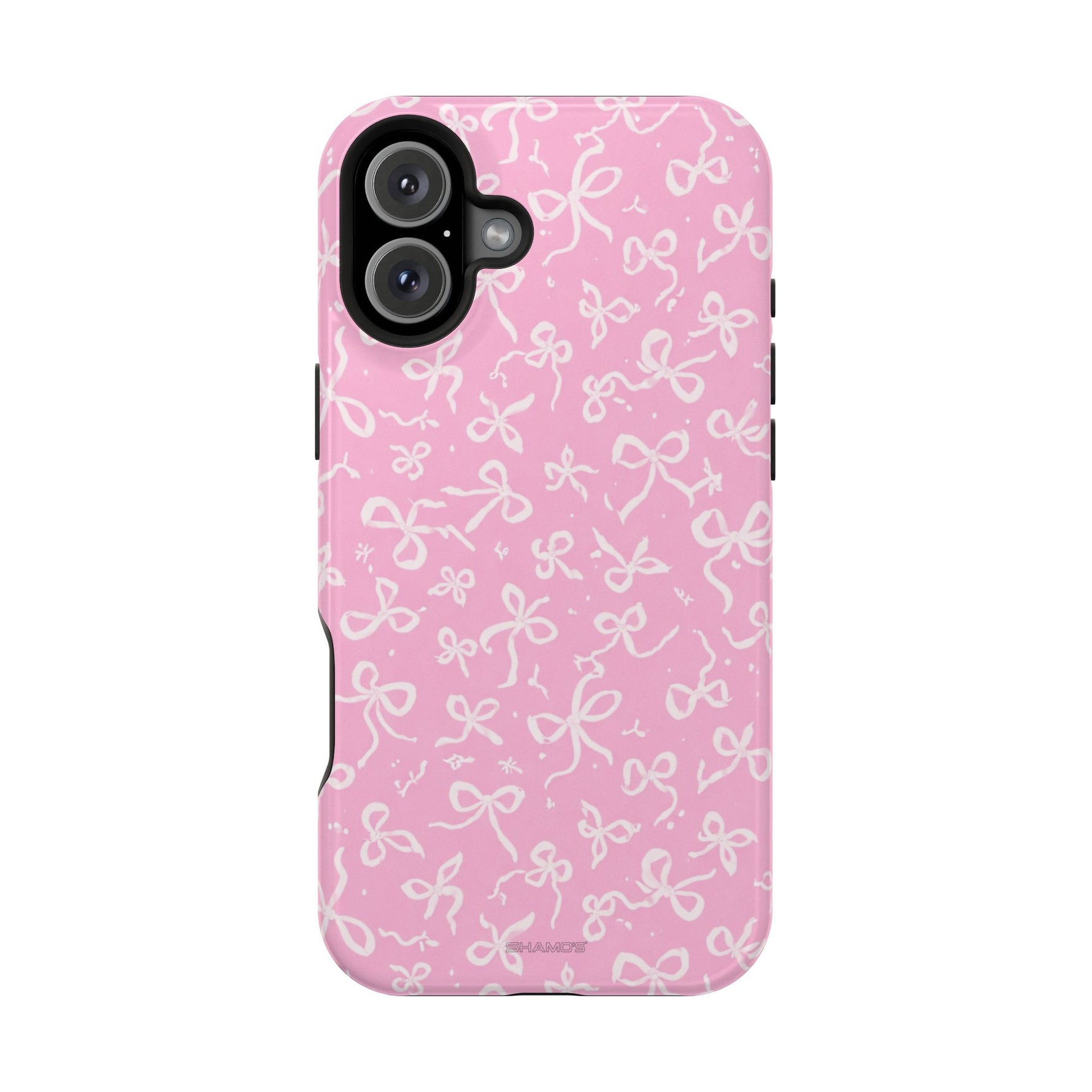 Pink Bow Pattern Impact-Resistant iPhone Case | MagSafe