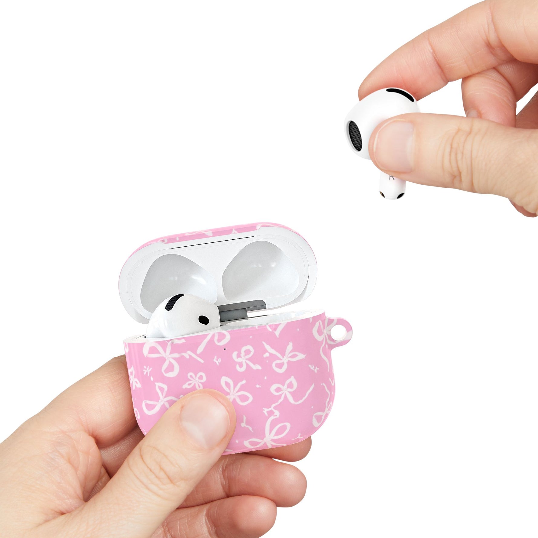 Pink Bow Pattern AirPod Case — Cute Floral Bow Protective Case
