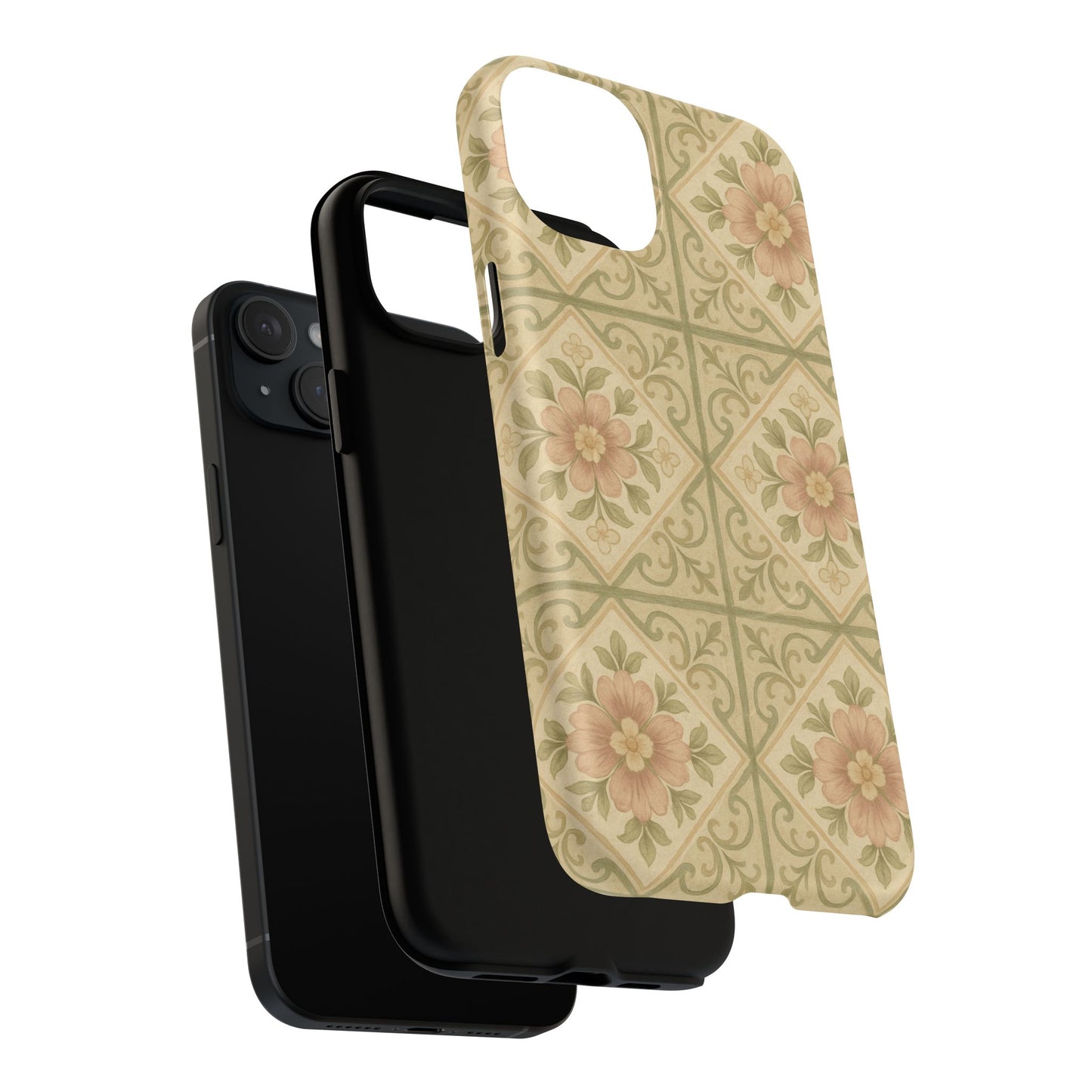 Vintage Rustic Foral Tiles iPhone Case | MagSafe