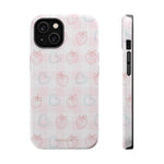 Strawberry Hearts MagSafe Compatible Phone Case | 'Paint it your way' Pink Plaid Impact-Resistant