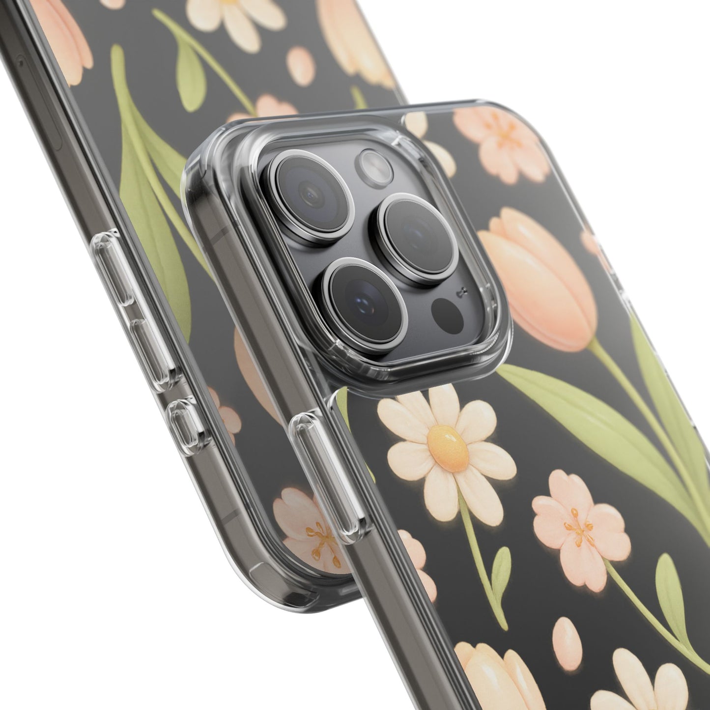 Floral Impact-Resistant Clear iPhone Case