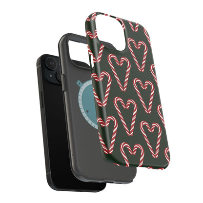 Candy Cane Heart MagSafe Impact-Resistant iPhone Case