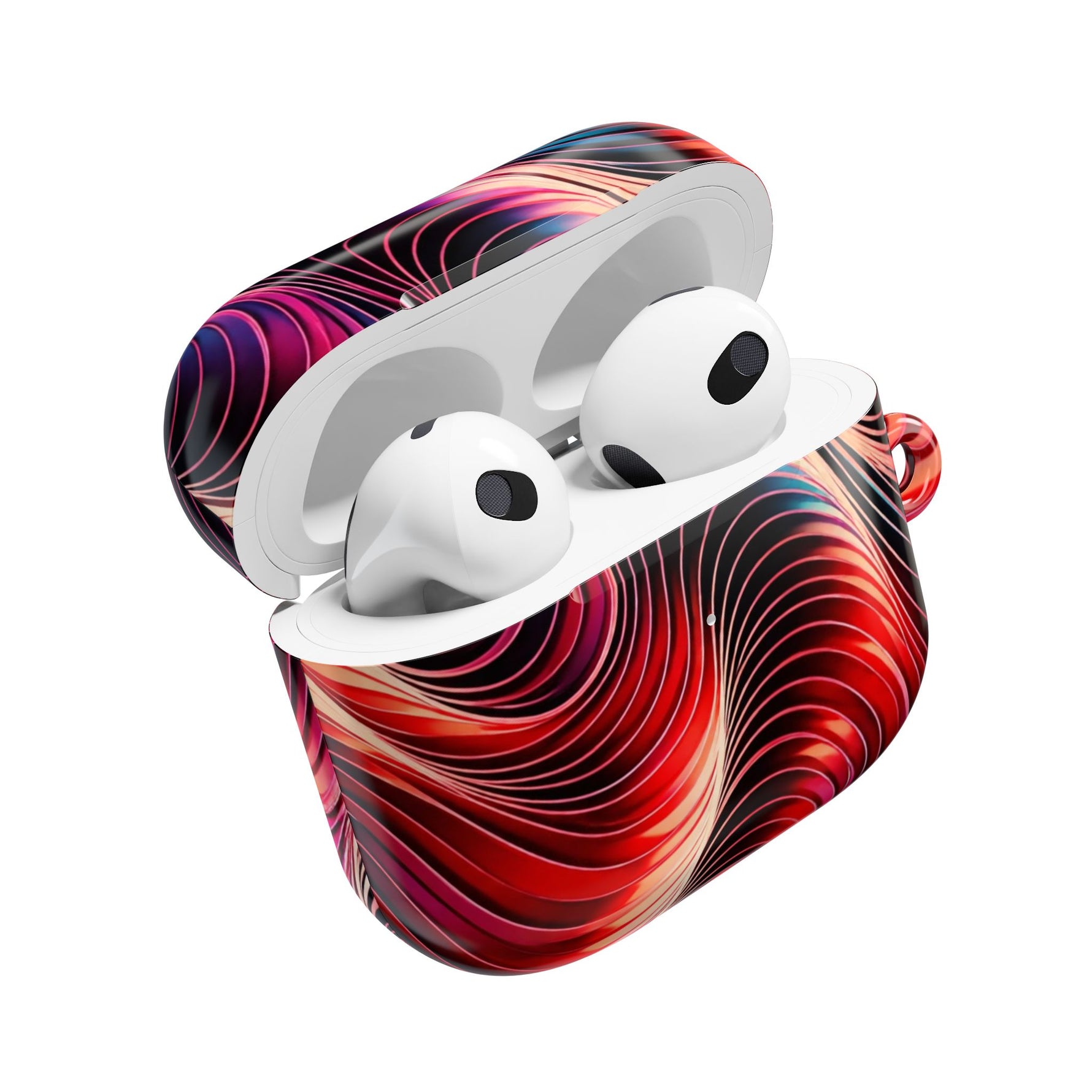 AirPods Case,  Red & Pink Abstract Wave Pattern Protective Cover