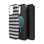 Navy & Cream Ribbed Holiday Sweater Design iPhone Case with MagSafe compatibility  Shamo's