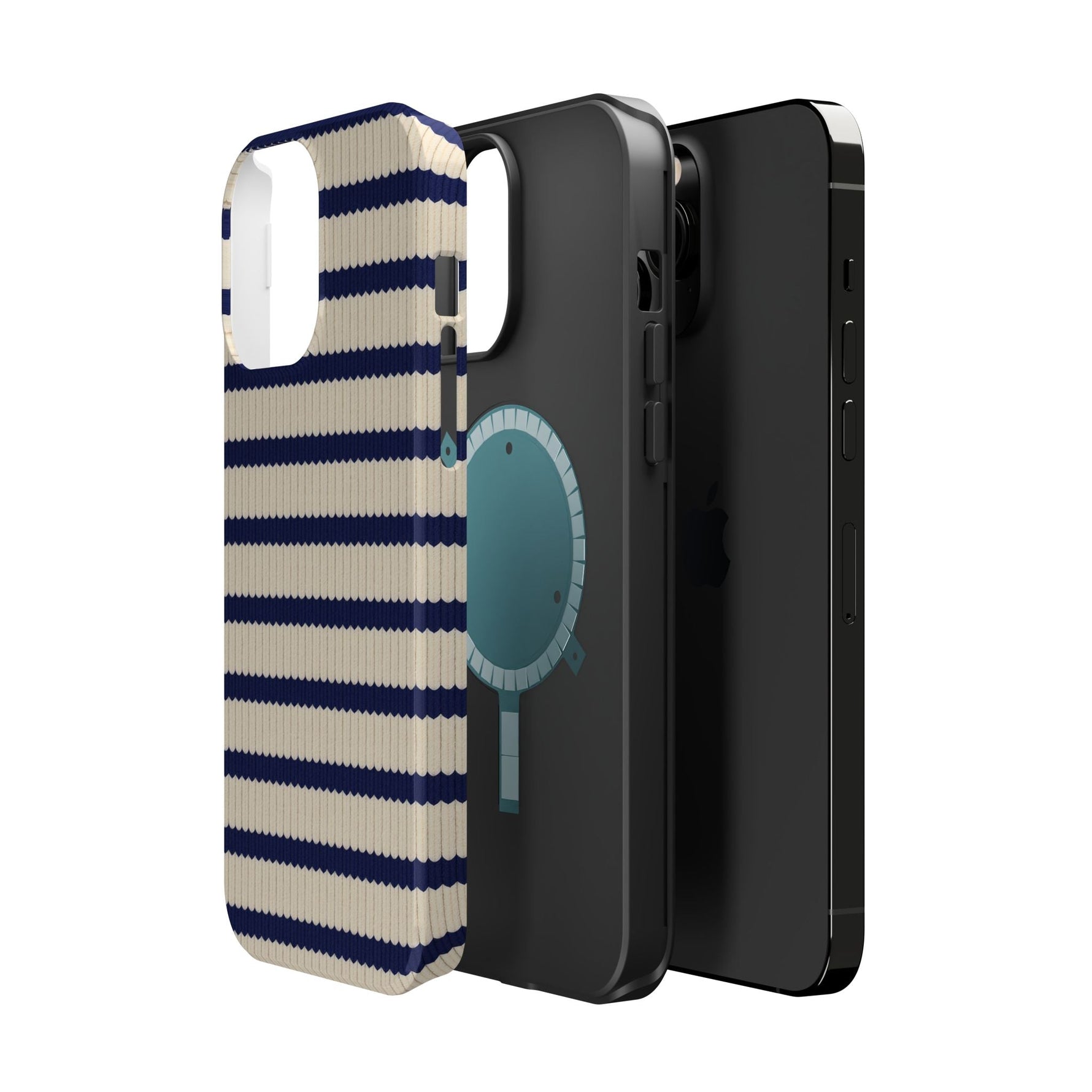 Navy & Cream Ribbed Holiday Sweater Design iPhone Case with MagSafe compatibility  Shamo's