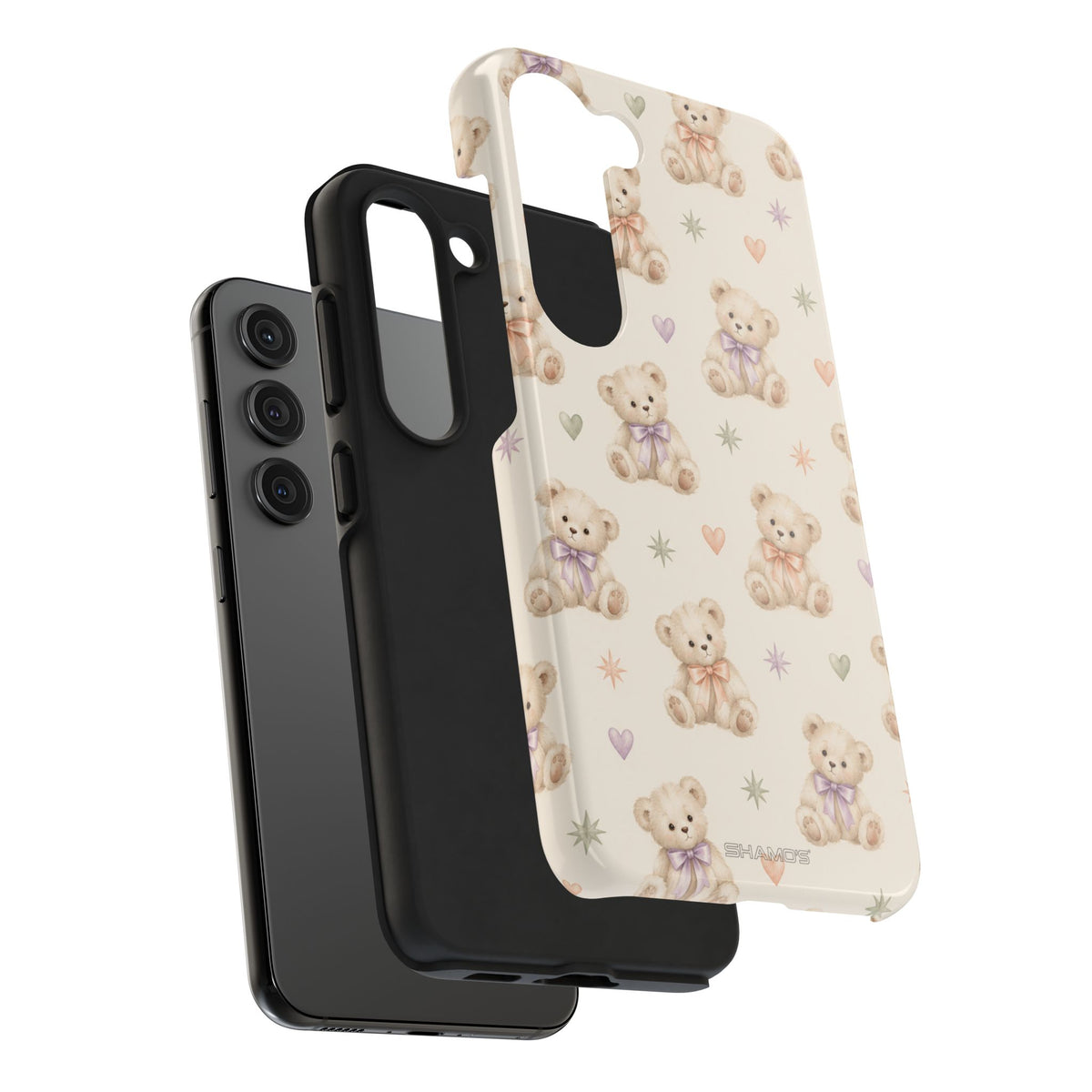 Cute Pastel Bear Impact Phone Case | Heart & Star Kawaii Pattern