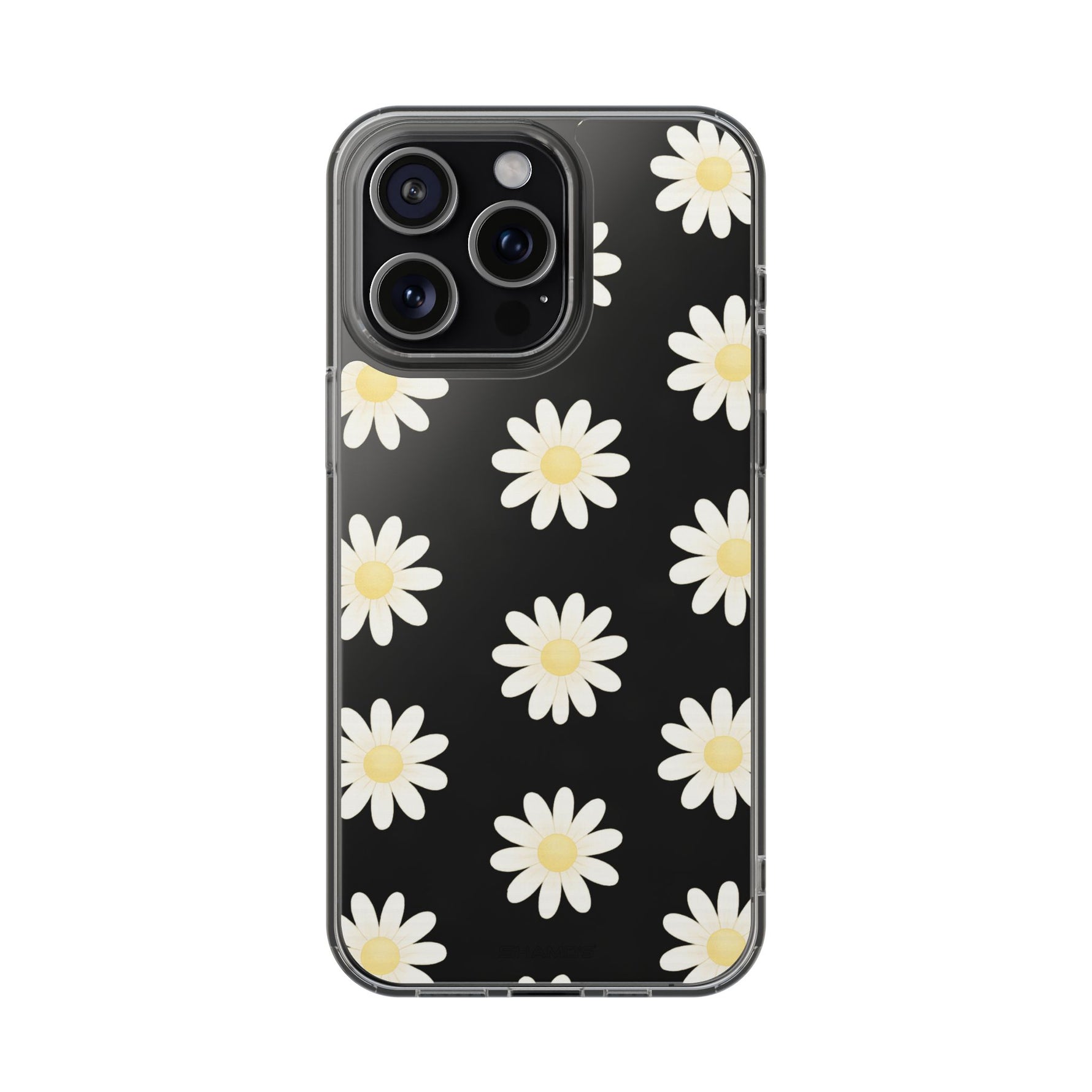 Clear Daisy Floral Phone Case, Impact-Resistant, Anti-Yellowing, Camera & Screen Protection - iPhone 15 Pro Max / Without gift packaging - Shamo's
