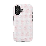 Strawberry Hearts MagSafe Compatible Phone Case | 'Paint it your way' Pink Plaid Impact-Resistant