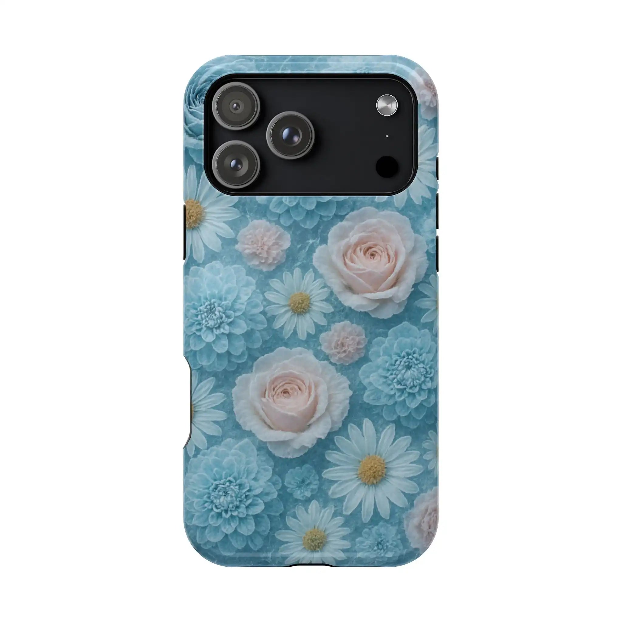 Frozen Floral Rose & Daisy Impact iPhone Case | MagSafe compatible  Shamo's iPhone 17 Pro Max / Glossy