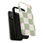 Sage Checkerboard Tough iPhone Case - Compatible with MagSafe - Shamo's