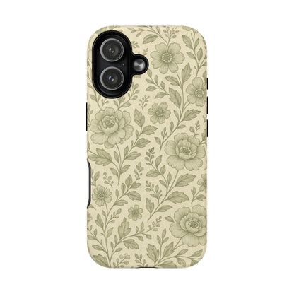 Sage Pattern Vintage Floral iPhone Case | Compatible with MagSafe