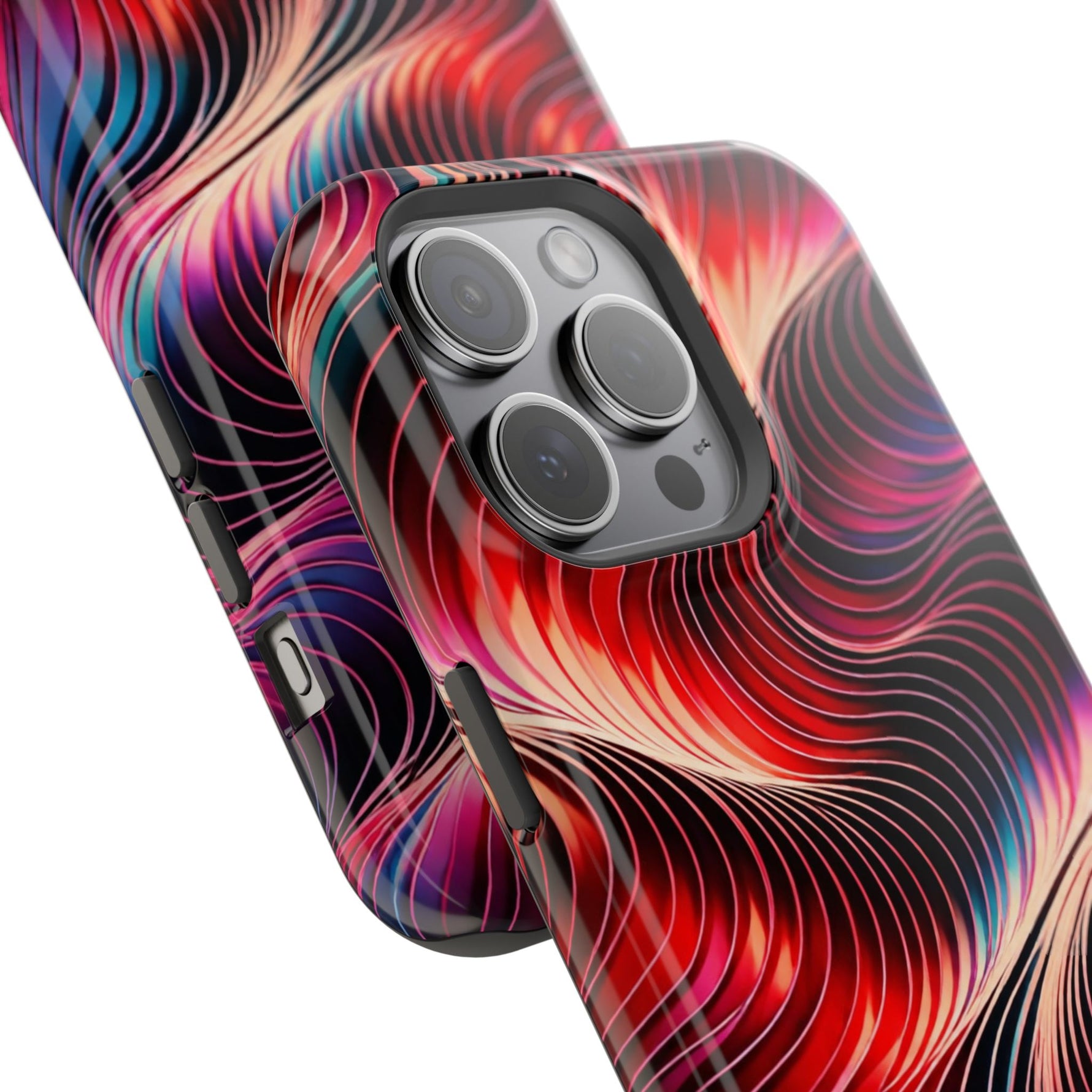 Abstract Red Wave Magnetic Impact-Resistant Phone Case | MagSafe