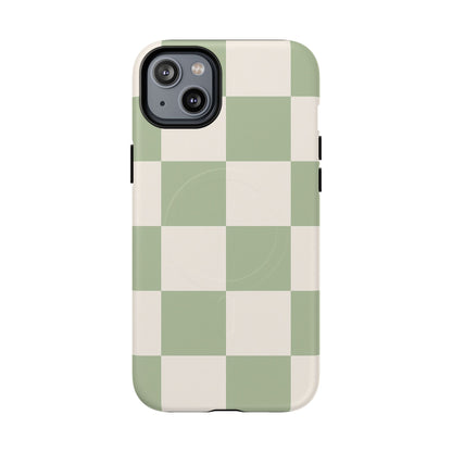 Sage Checkerboard Tough iPhone Case - Compatible with MagSafe