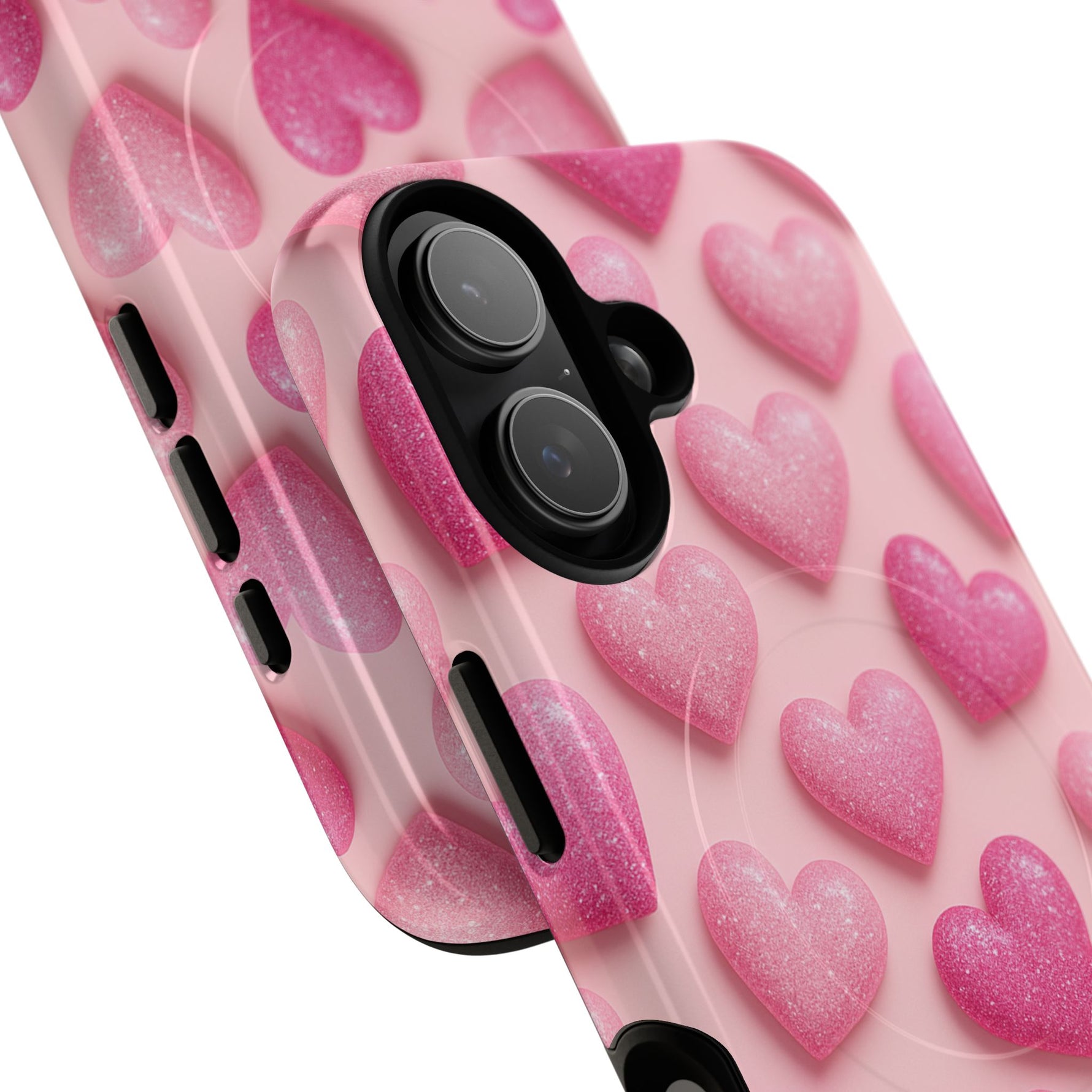 Barbiecore Glitter Hearts iPhone Case | MagSafe - Shamo's