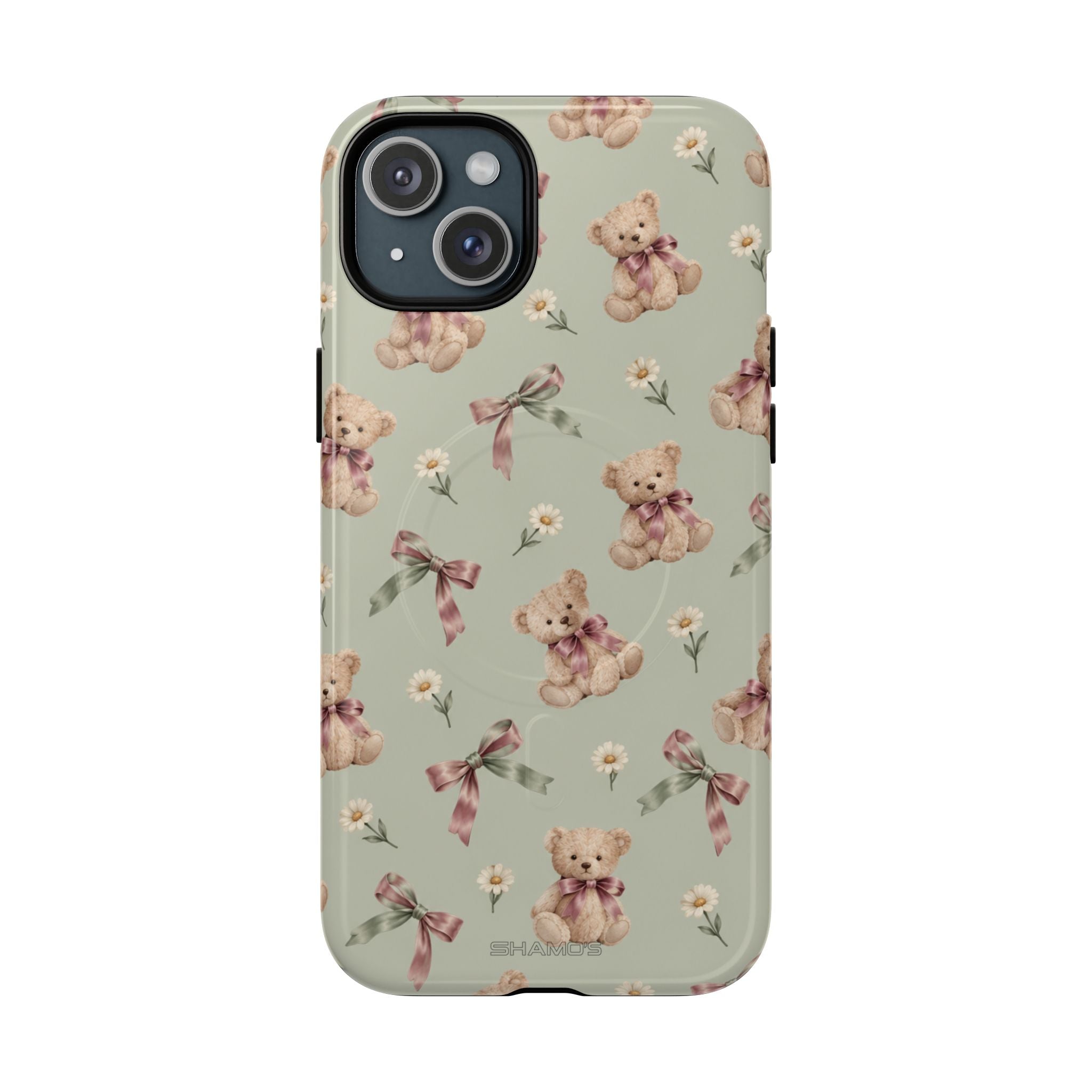iPhone-hoesje met MagSafe met teddybeer met lint en liefde