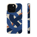 Indigo Loom MagSafe Phone Case – Blue & Ivory Abstract Woven Pattern