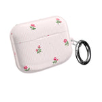 AirPod Case - Pink Striped Floral Rose Protective Cover