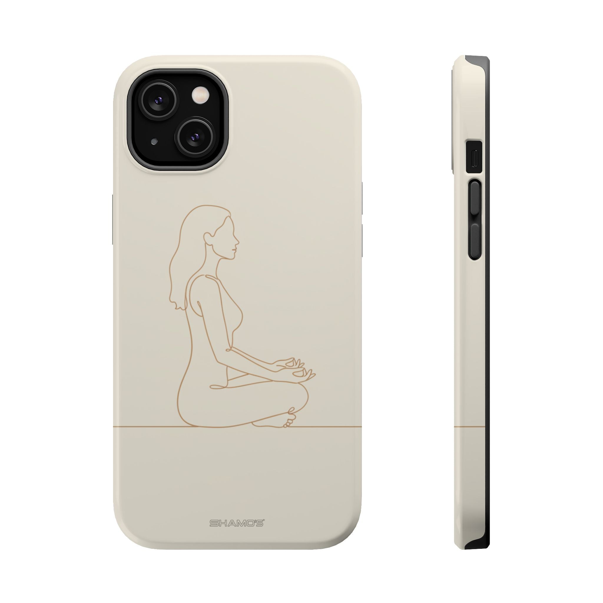 Meditation Line Art Minimalist Magnetic Impact Phone Case, Protective MagSafe iPhone Cover - iPhone 14 Plus / Glossy - Shamo's