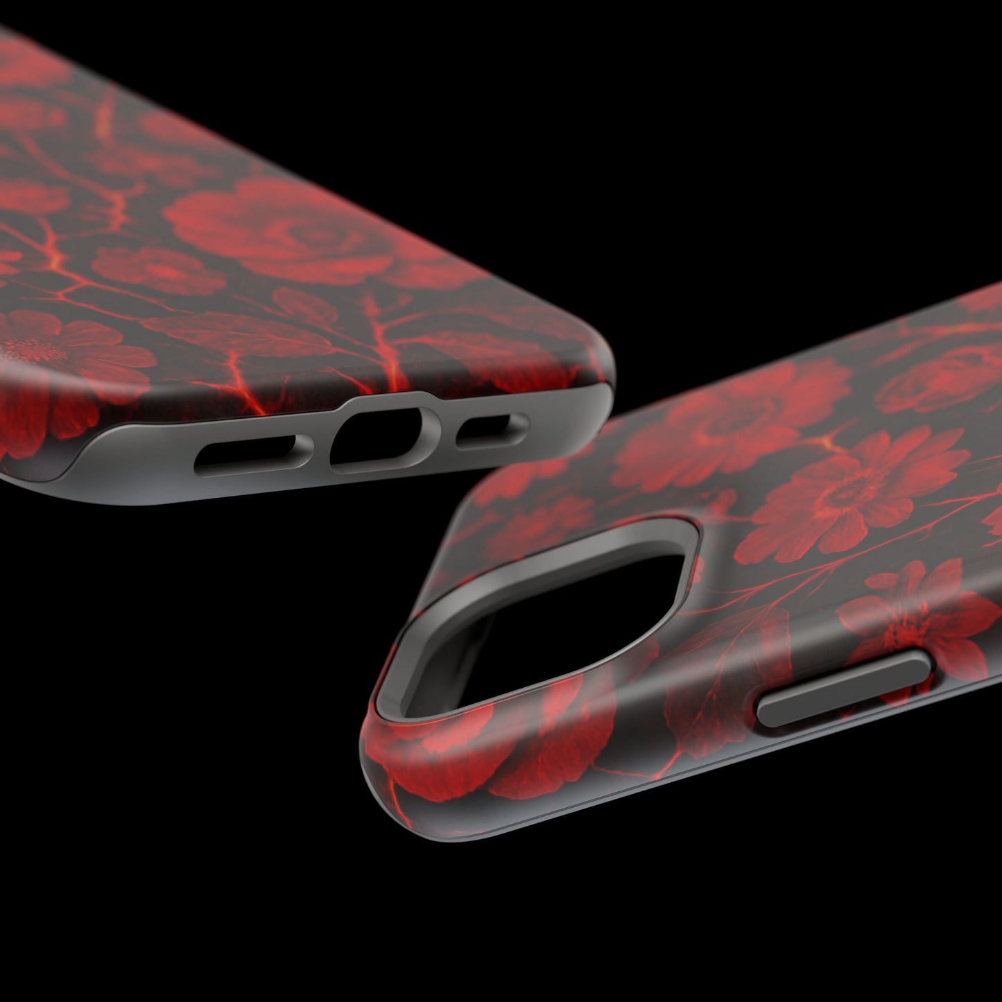 Melted Lava Dark Red Floral iPhone Case — MagSafe Compatible  Shamo's