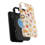 Kawaii Breakfast Pattern Magnetic Phone Case, Cute Cartoon Food Impact-Resistant Cover, MagSafe Compatible