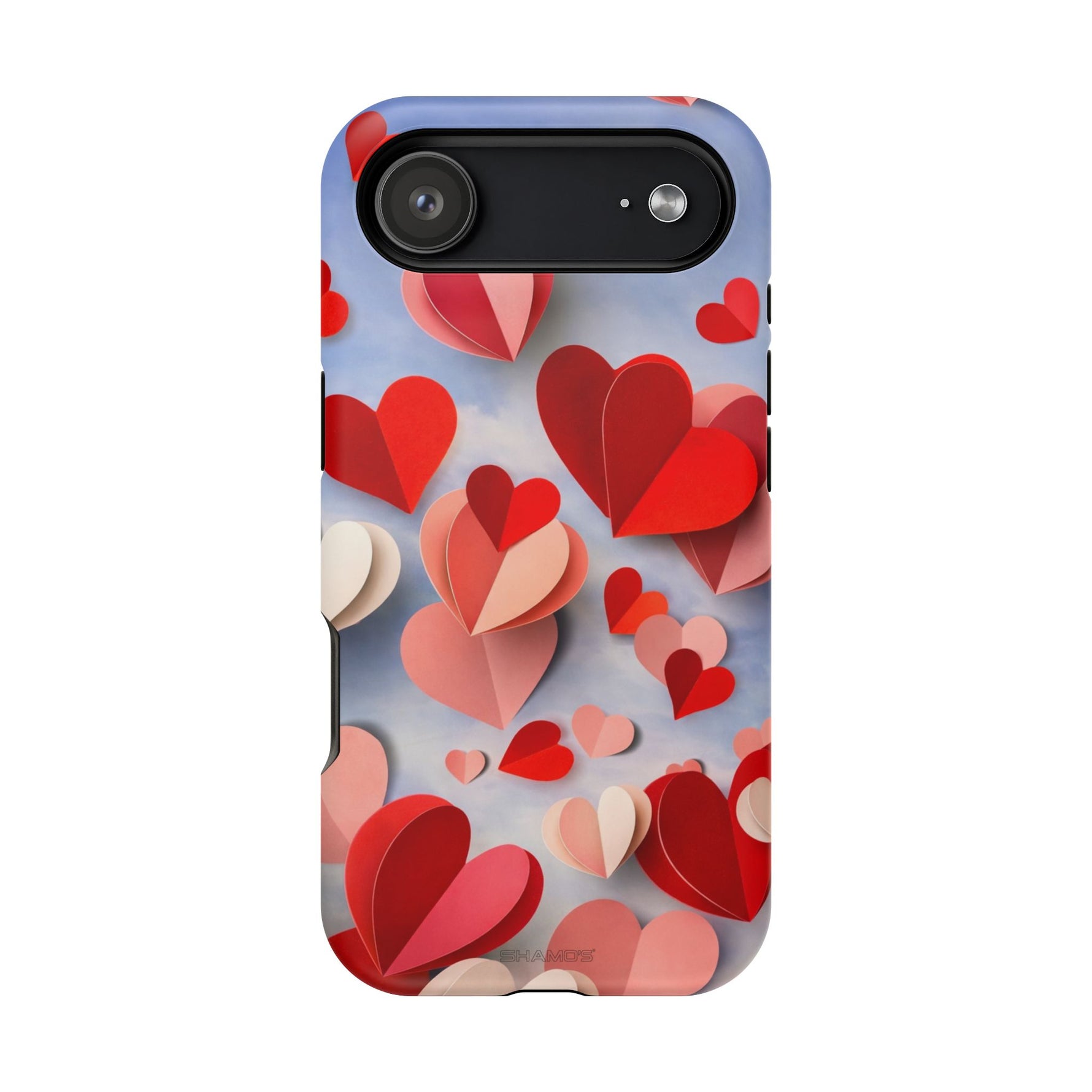 3D Paper Hearts Valentine Love iPhone Case with MagSafe Compatibility, Personalizable - iPhone 17 Air / Matte - Shamo's