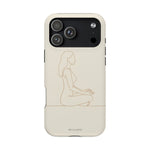 Meditation Line Art Minimalist Magnetic Impact Phone Case, Protective MagSafe iPhone Cover