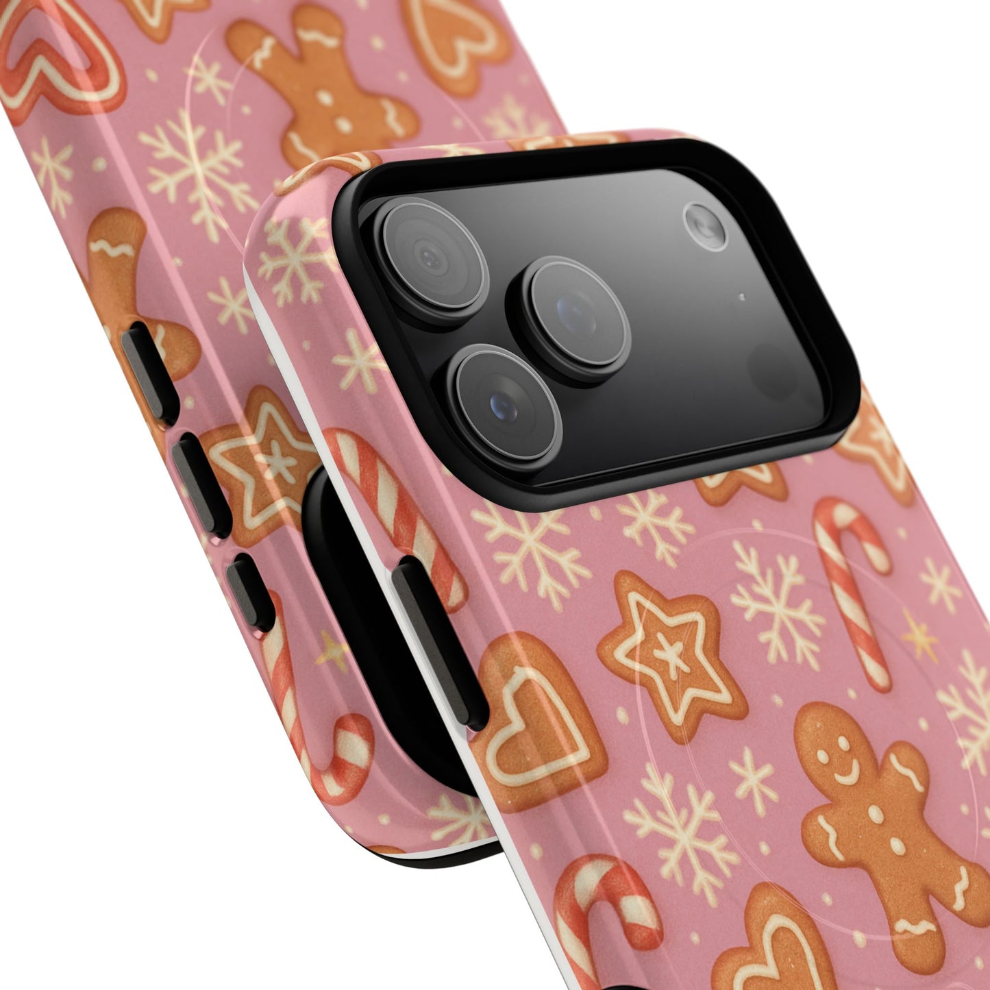 Pink Gingerbread Holiday iPhone Case with MagSafe compatibility - Shamo's