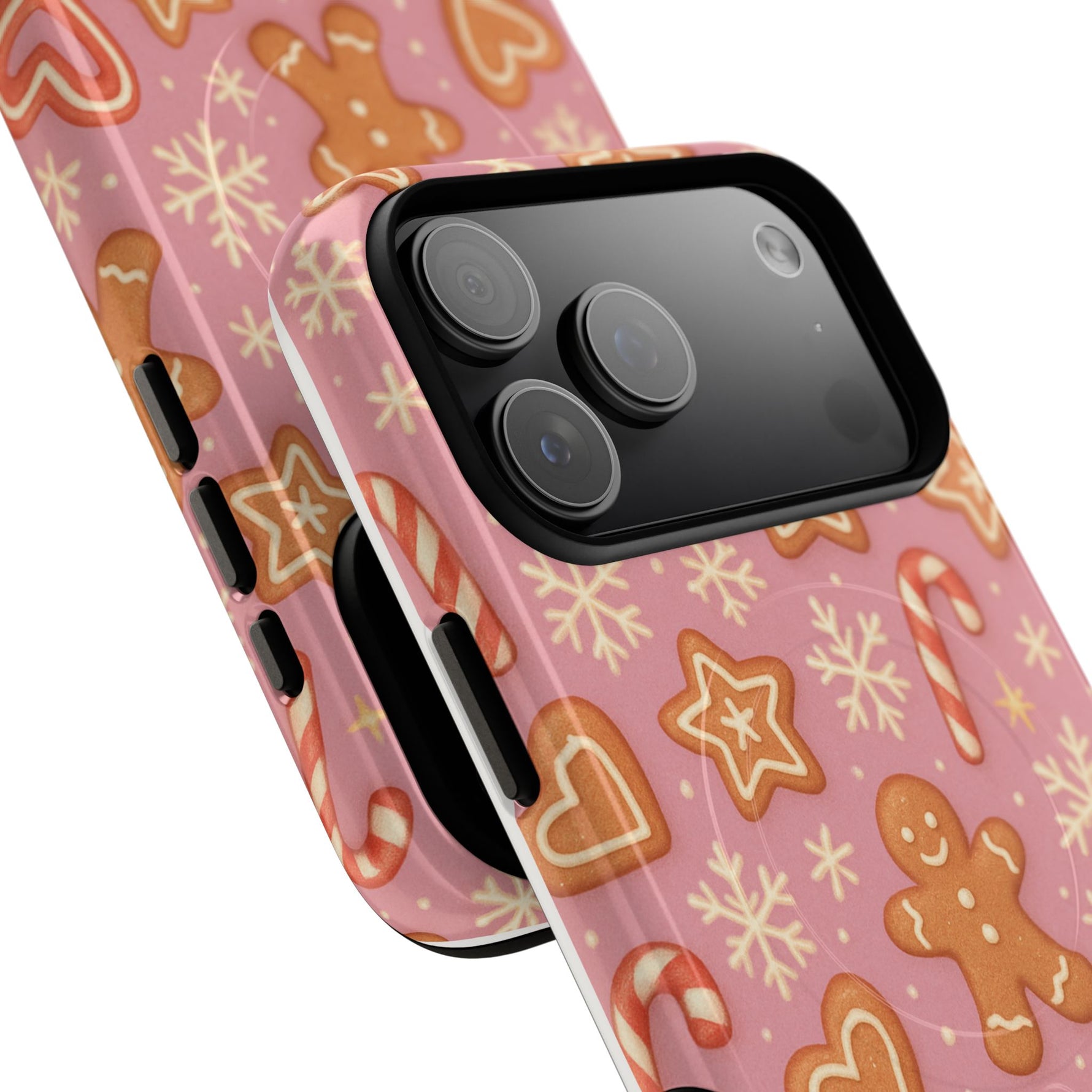 Pink Gingerbread Holiday iPhone Case with MagSafe compatibility - Shamo's