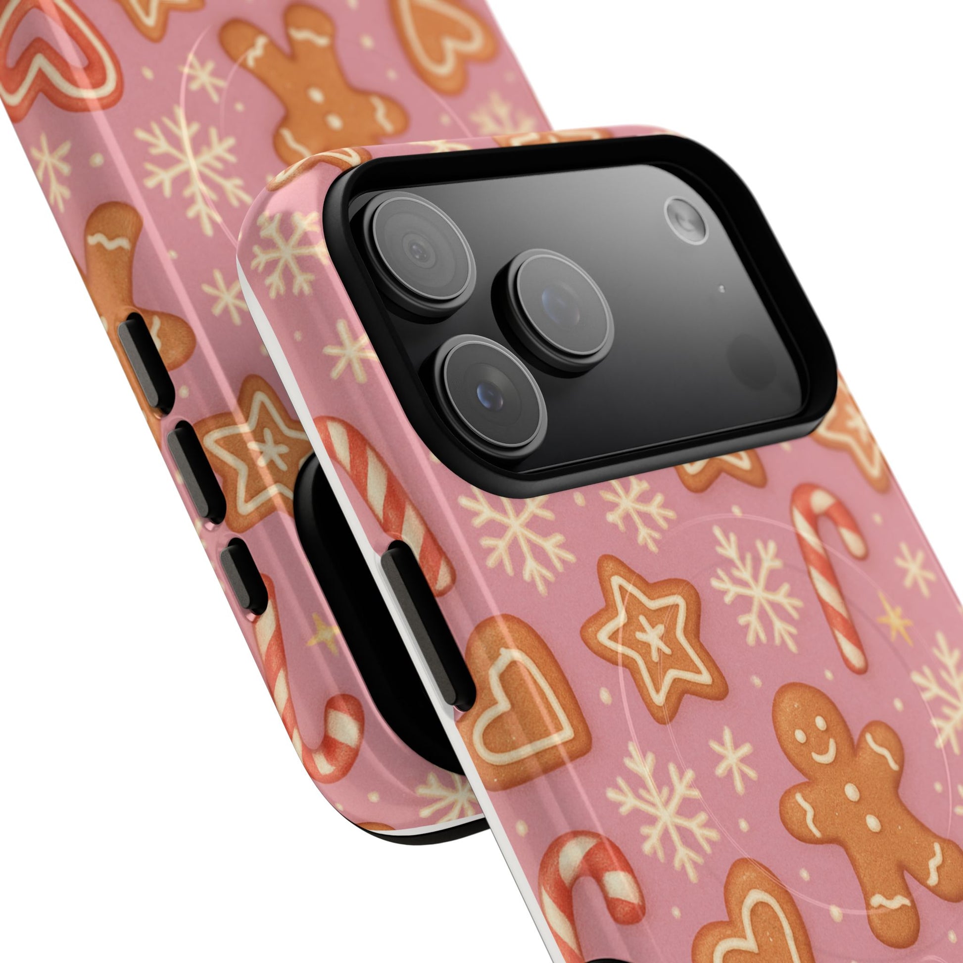 Pink Gingerbread Holiday iPhone Case with MagSafe compatibility - Shamo's