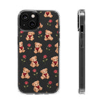 Romantic Teddy Bear Impact-Resistant Phone Case with Heart Design